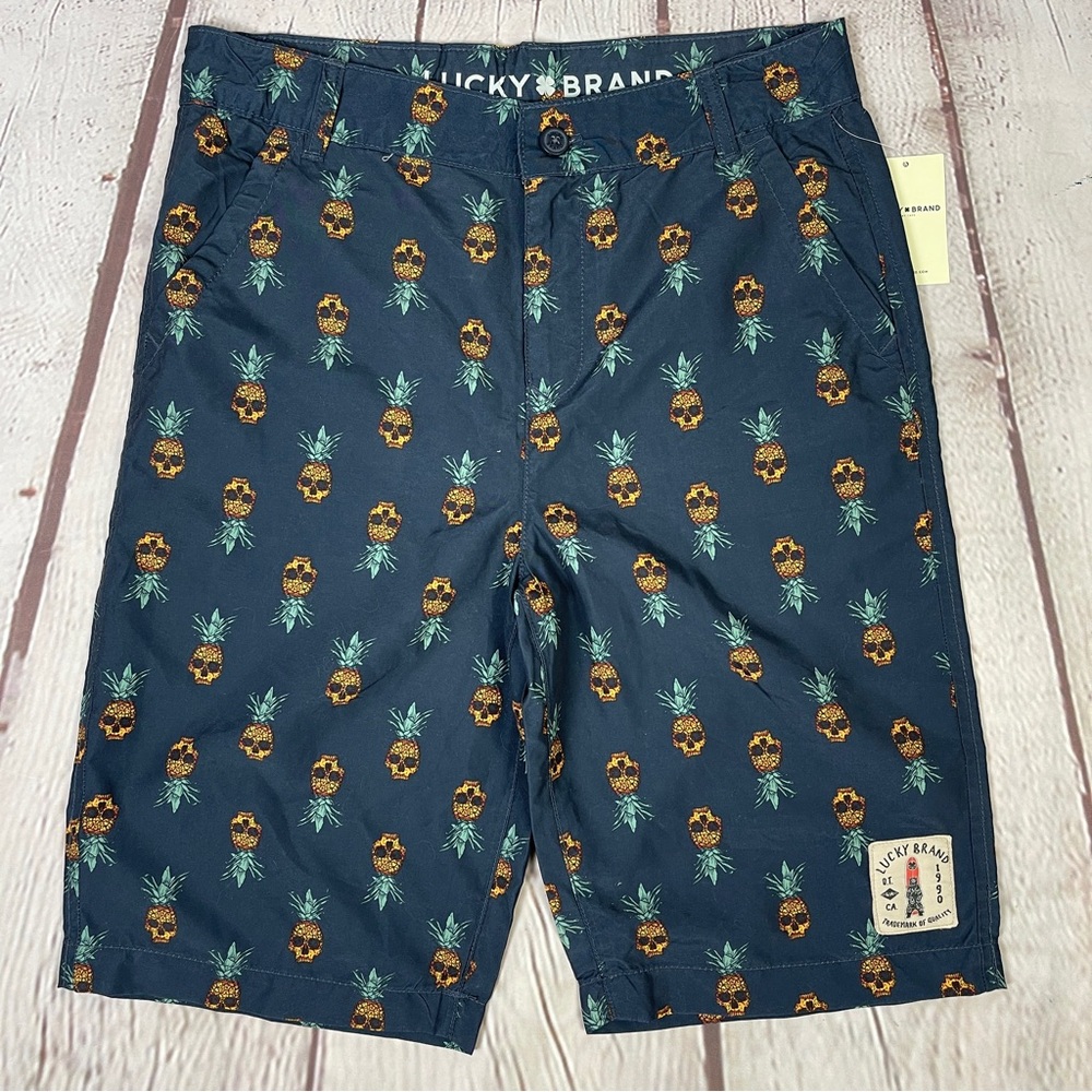 LUCKY BRAND Men's Boy's dark blue pineapple skull shorts NWT, size 20